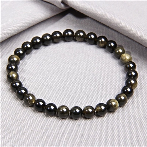 Natural reflective golden obsidian 6 - 10 mm bracelet - Picture 7 of 7